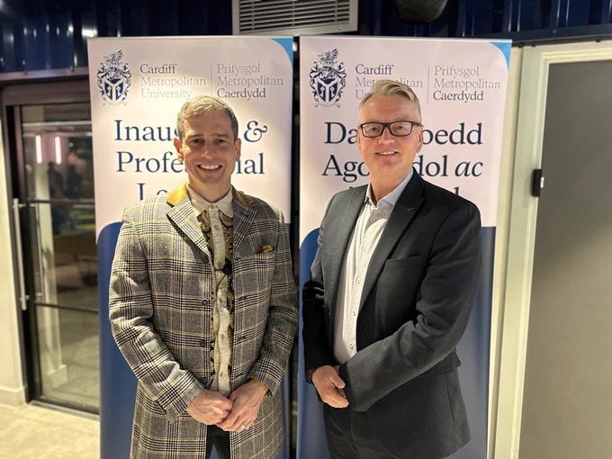 Head of Research at Cardiff Metropolitan University, Dr Richard Neil with Pro Vice-Chancellor for Research, Professor Sheldon Hanton.