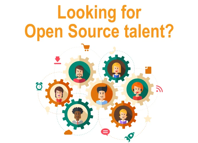 (illustration of different people in cogs) Looking for open source talent?