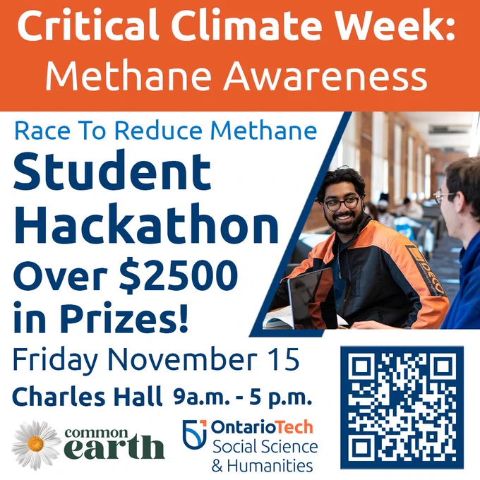 A post promoting the Ontario Tech University methane solution  Hackathon.