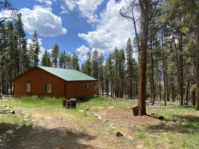 cabin in the wildland-urban interface that has had fuels reduction treatment.