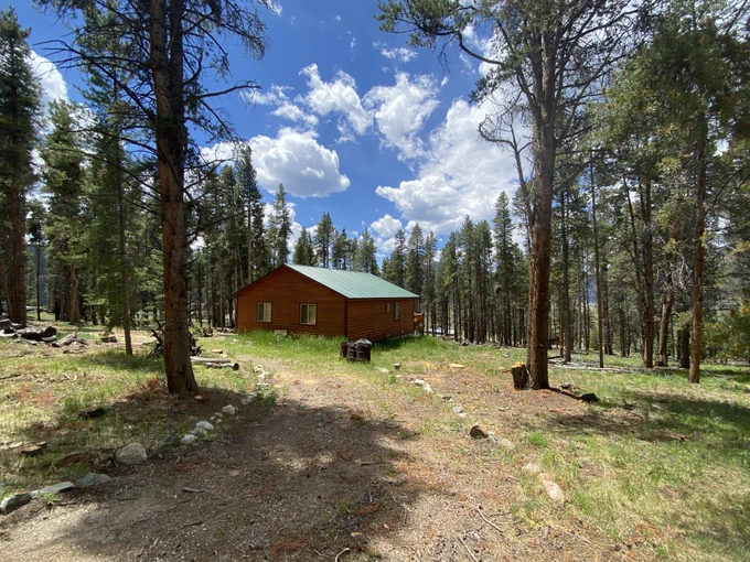 cabin in the wildland-urban interface that has had fuels reduction treatment.
