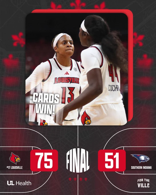 Cards Win! 
Louisville 75, USI 51