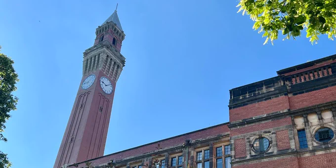Old Joe clocktower against a blue sky.