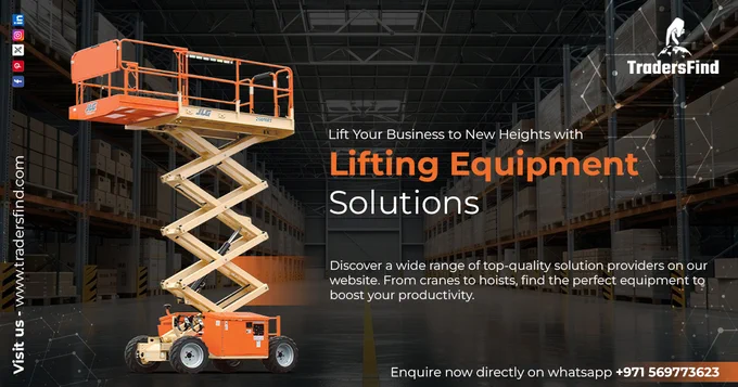 We're excited to announce that TradersFind has added a new category: Lifting Equipments! 🌟

Looking for reliable and efficient lifting equipment in UAE? Discover a wide range of top-quality solution providers on our website. From cranes to hoists, find the perfect equipment to boost your productivity. Explore now and elevate your operations!

Enquire now on WhatsApp:  971 569773623