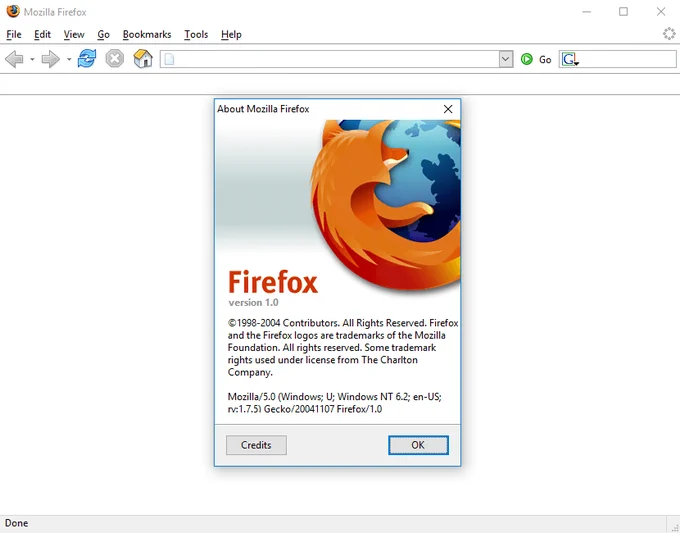 Web browser Firefox 1.0 in 2004