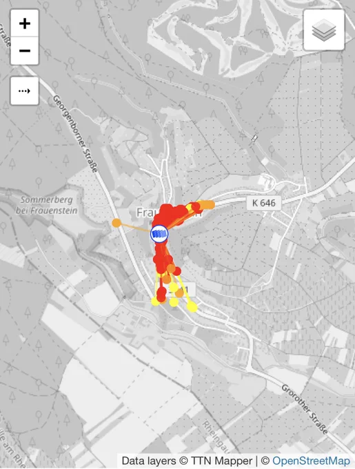 LoRaWAN Abdeckung des Gateways mit interner Antenne