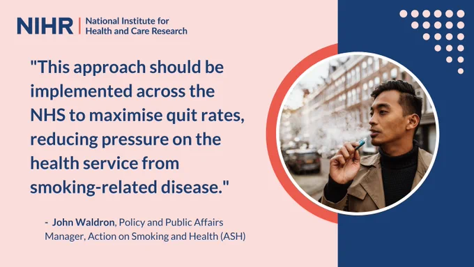 "This approach should be implemented across the NHS to maximise quit rates, reducing pressure on the health service from smoking-related disease." -  John Waldron, Policy and Public Affairs Manager, Action on Smoking and Health (ASH)