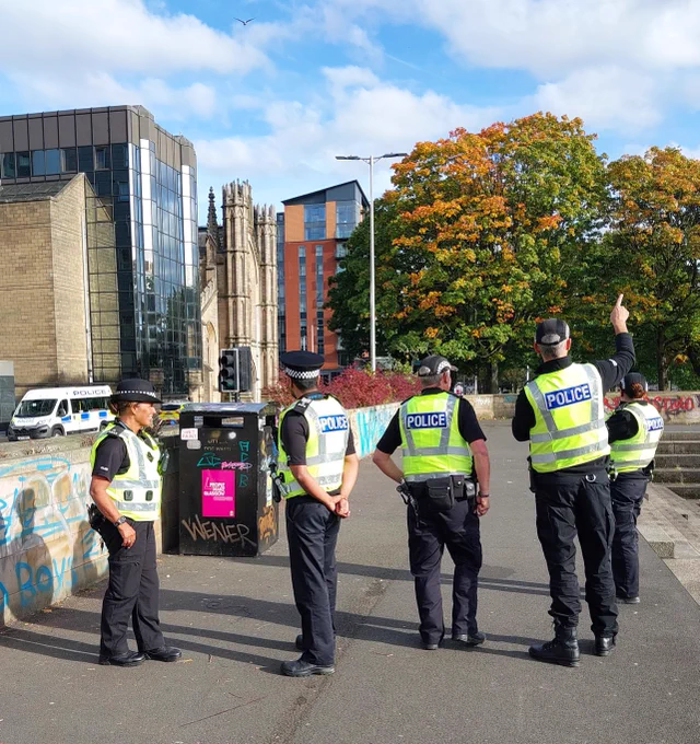 Uniformed Police Officers carrying out proactive patrols in Glasgow  City Centre
