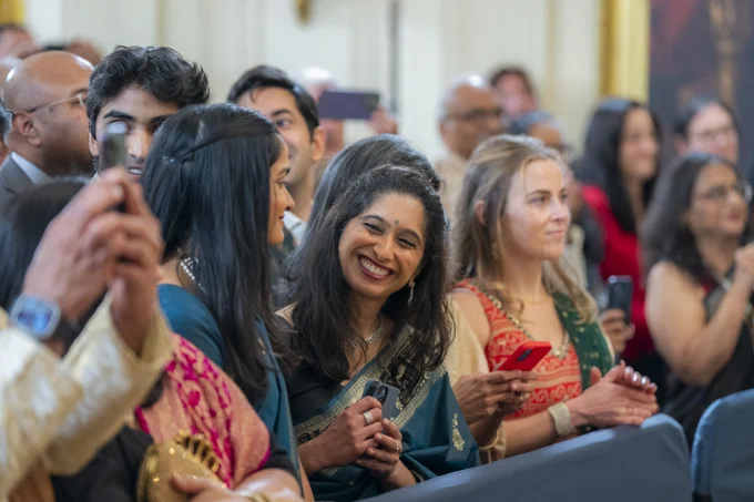 Attendees at a Diwali celebration in the East Room of the White House.