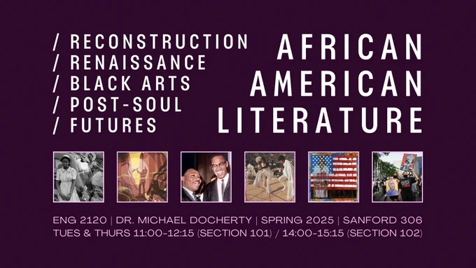 Promo graphic for an introductory undergraduate course on African American literature
