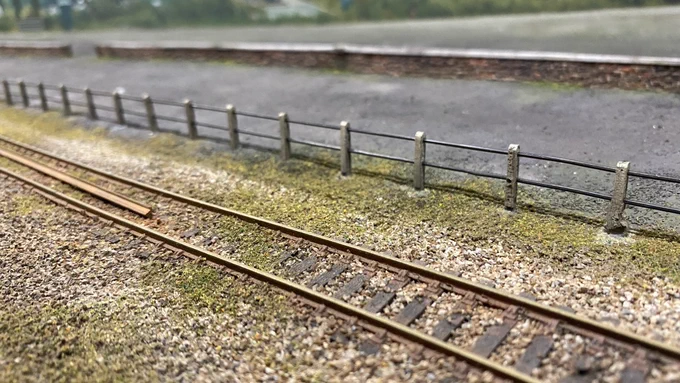 Model railway post and rail fencing