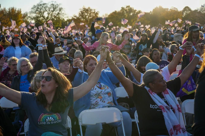 Supporters attending a campaign event at the Ellipse in Washington D.C. 
