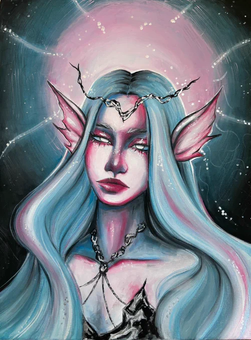 A mysterious mermaid whose calm nature reflects her inner world. Her eyes sparkle like pearls in the depths, but there is a sadness hidden in them, invisible to most. The silence she carries in her heart is full not only of harmony, but also of loss, leaving traces of emptiness in her soul.  

  "Silence is your quietest song, and the echo of silence is heard only by those who are ready to listen."  

  She creates underwater waves that carry her gentle melody murmuring across the sea. In her every movement there is peace and quiet, but at the same time, a shadow of sadness, reminding that even the quietest melodies can hide deep suffering. Her song is a call to those who understand that silence can sometimes be the hardest musical note in life.