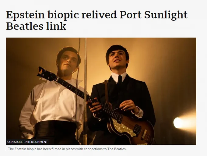 New Brian Epstein biopic '#midasmanmovie' highlights Liverpool City Region's @PortSunlight and its unique place in #Beatles history!

"It must have been like stepping back in time when @thebeatles were on the cusp of taking over the world..."

Read more➡️
https://www.bbc.co.uk/news/articles/c6243ex7rrzo