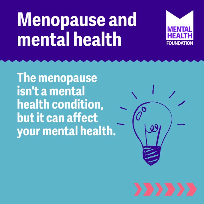 Graphic with text:
Menopause and mental health
The menopause isn't a mental health condition, but it can affect your mental health.