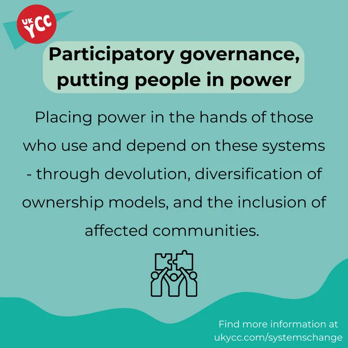 Participatory governance, putting people in power.

Placing power in the hands of those who use and depend on these systems - through devolution, diversification of ownership models, and the inclusion of affected communities.