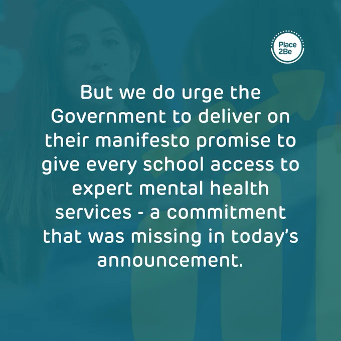 Image featuring a promotional message from Place2Be about their response to the 2024 Budget.