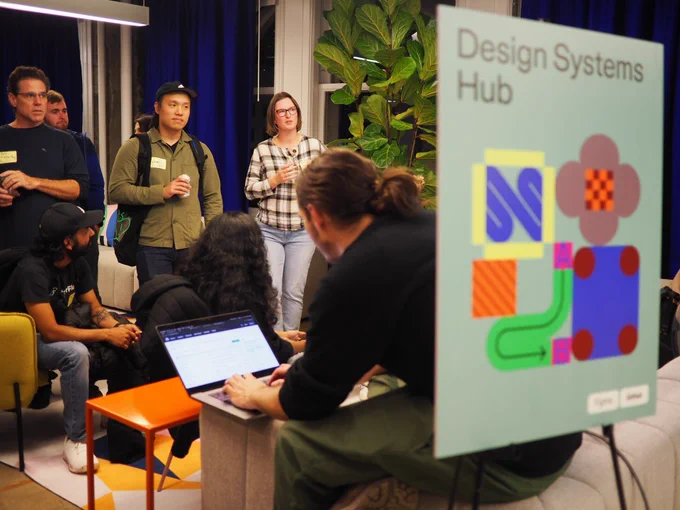 Design systems demo station at Dev Meetup event
