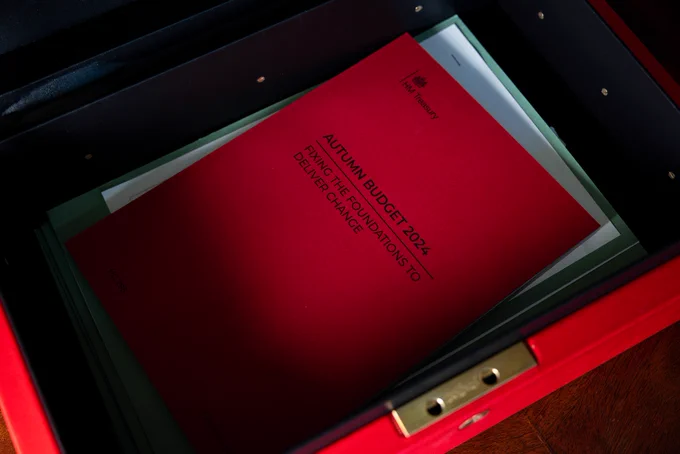 An image of the Autumn Budget 2024 in the Chancellor's box.