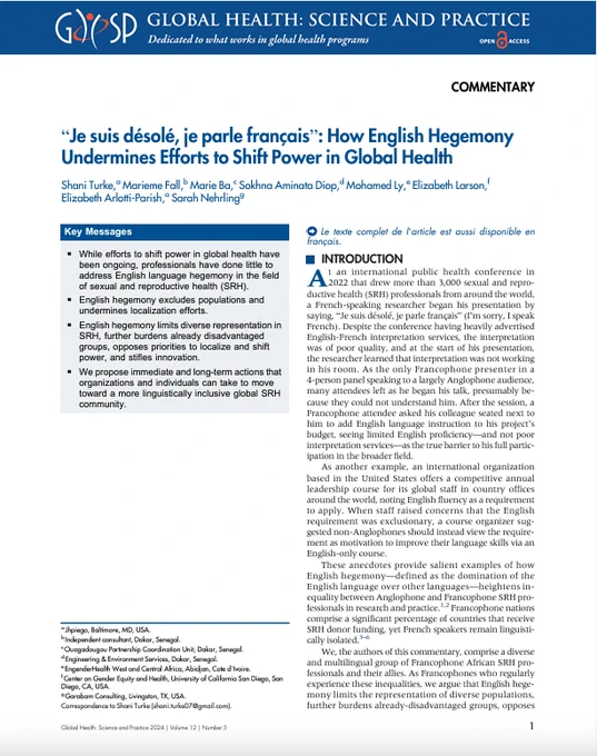 How English Hegemony Undermines Efforts to Shift Power in Global Health