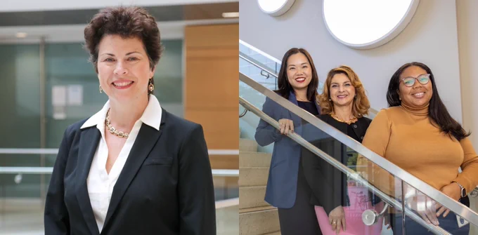 From left to right: Tracy Kedian, MD'96, of UMass Chan, Melody L. Tran-Reina, MD, Shadi Aminololama-Shakeri, MD, and Charlene Green, PsyD, of UC Davis.