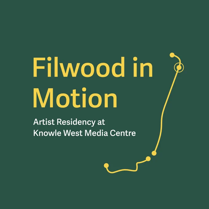 Graphic which reads Filwood in Motion - artist residency at Knowle West Media Centre