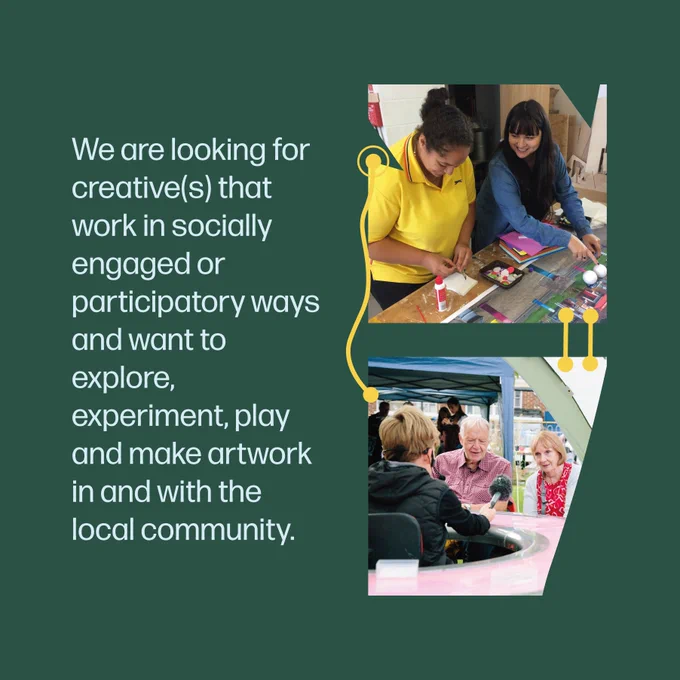 We are looking for creative(s) that work in socially engaged or participatory ways and want to explore, experiment, play and make artwork in and with the local community.