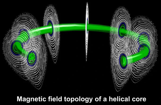 Shape of magnetic fields in a helical plasma core. Image: Haowei Zhang / IPP
