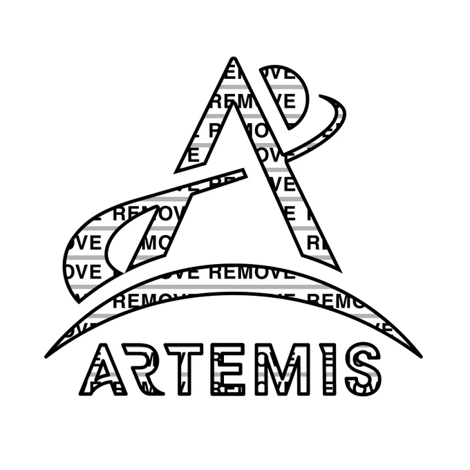 A pumpkin carving stencil design depicting the Artemis logo. The Artemis logo appears against a white background. The spaces intended to be carved out of the pumpkin read, "Remove." Credit: NASA