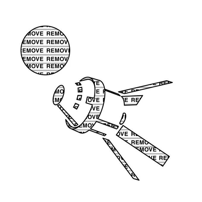 A pumpkin carving stencil design depicting the Orion spacecraft. The Orion spacecraft appears against a white background. A Moon can be seen in the background. The spaces intended to be carved out of the pumpkin read, "Remove." Credit: NASA