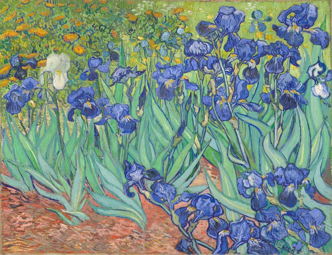 "Irises," 1889, Vincent van Gogh. Oil on canvas. Getty Museum
