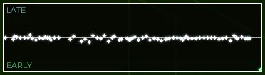 An SMX score graph with a very noticeable early dot, in the bottom right corner, at the very end of the song