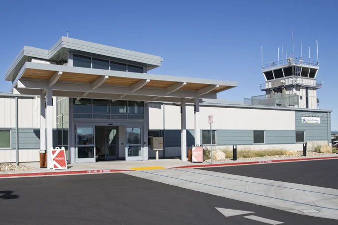 Exterior of new Buchanan Field Airport Terminal in Concord, California.