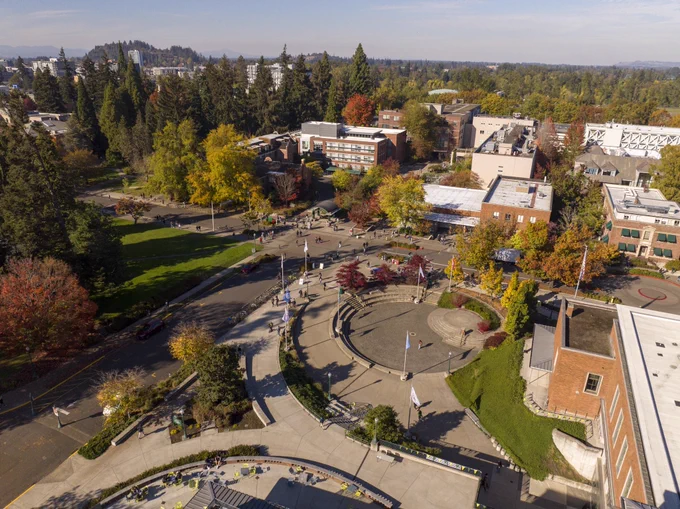 UO’s Eugene campus during fall.