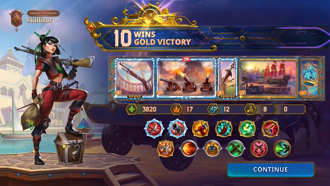Screenshot: 10 wins with Vanessa, in the game »The Bazaar«