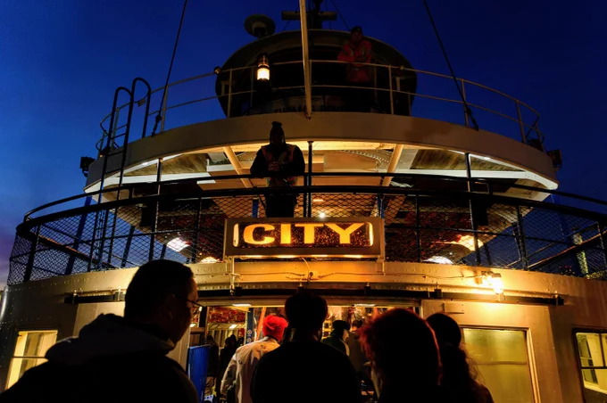 Back to the city on the Thomas Rennie ferry from wards Island. 
Nikon Z6, 24mm lens, 1/80 @ F4, iso 1600. 