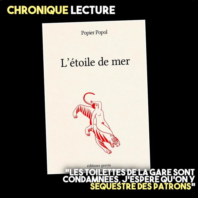 La couverture du livre «L'étoile de mer», de Popier Popol, accompagnée d'une citation : «Les toilettes de la gare sont condamnées, j'espère qu'on y séquestre des patrons».