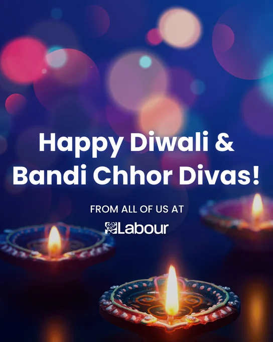 Text: Happy Diwali & Bandi Chhor Divas! From all of us at Labour
