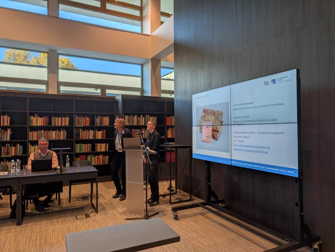 Projektpräsentation des Handschriftenportals während des Symposiums. 