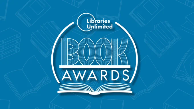 Libraries Unlimited Book Awards logo on blue background