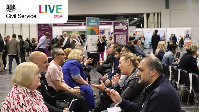 Civil servants meeting at Civil Service Live events. 