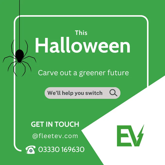 A green and white graphic encouraging people to get in touch. There is a spider hanging down from the top left corner. 