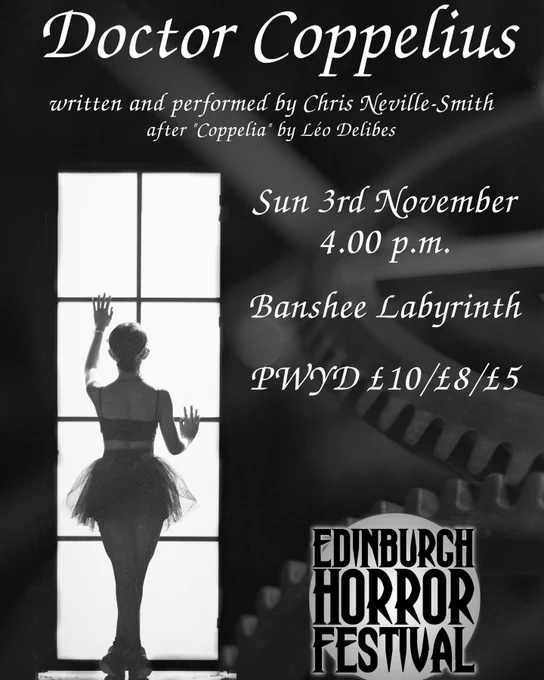 Doctor Coppelius. Sunday 3rd November, 4.00 p.m. PWYD £10/£8/£5
