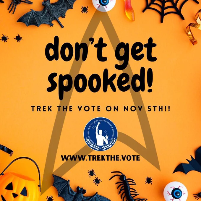 Happy Halloween from Trek the Vote!

Don't get spooked - your vote MATTERS!!

Do you have a voting plan? 

www.trekthe.vote