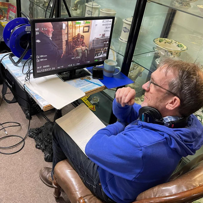Mike Tweddle reviews footage. Credit: Paul Robinson PER Productions.