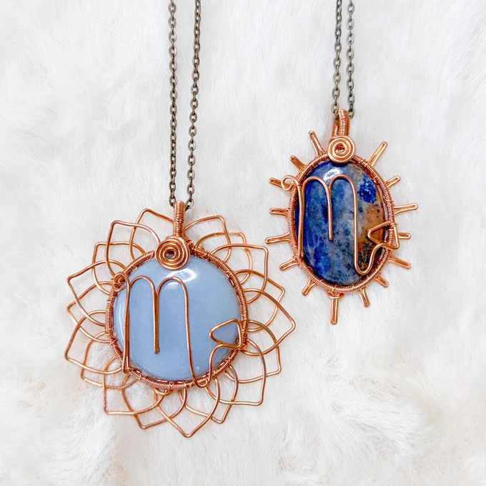 Angelite & sodalite. The only Scorpio pendants I’m making for the entire year
