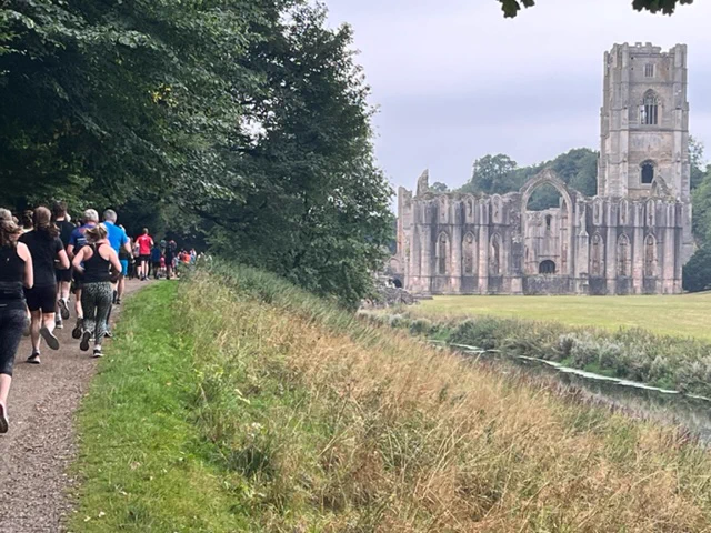 Image of group of parkrunners participating at Fountains Abbey parkrun.