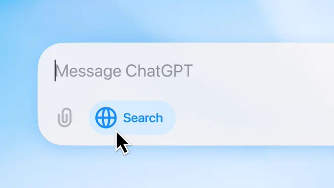 A screenshot of the chat bar of ChatGPT with the curson on a globe-like icon.
