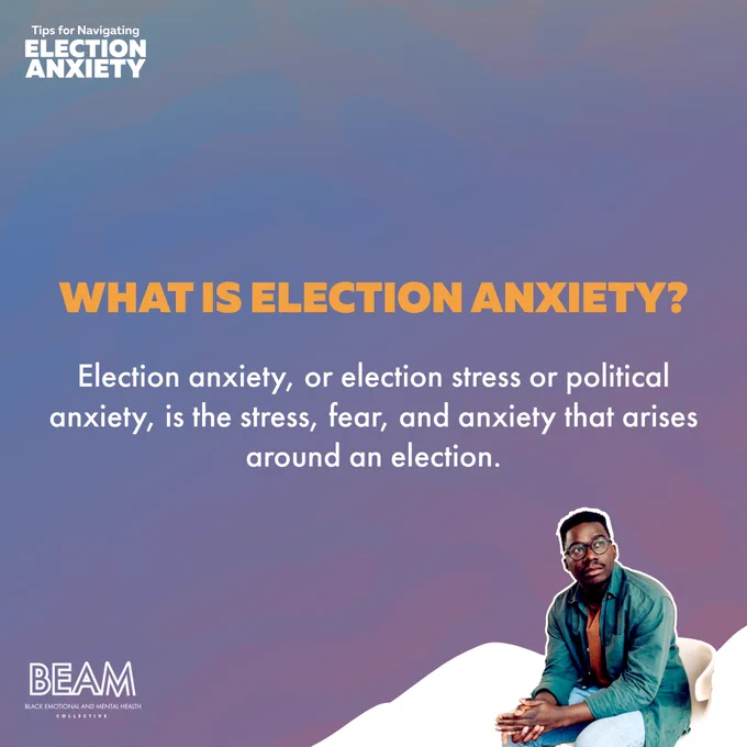 **SLIDE ONE: What is Election Anxiety?**

Election anxiety, or election stress or political anxiety, is the stress, fear, and anxiety that arises around an election.