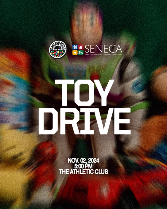 Graphic that reads, “Toy Drive”.